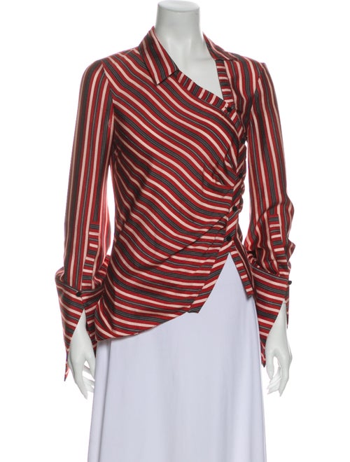 Hellessy Silk Striped Blouse Red