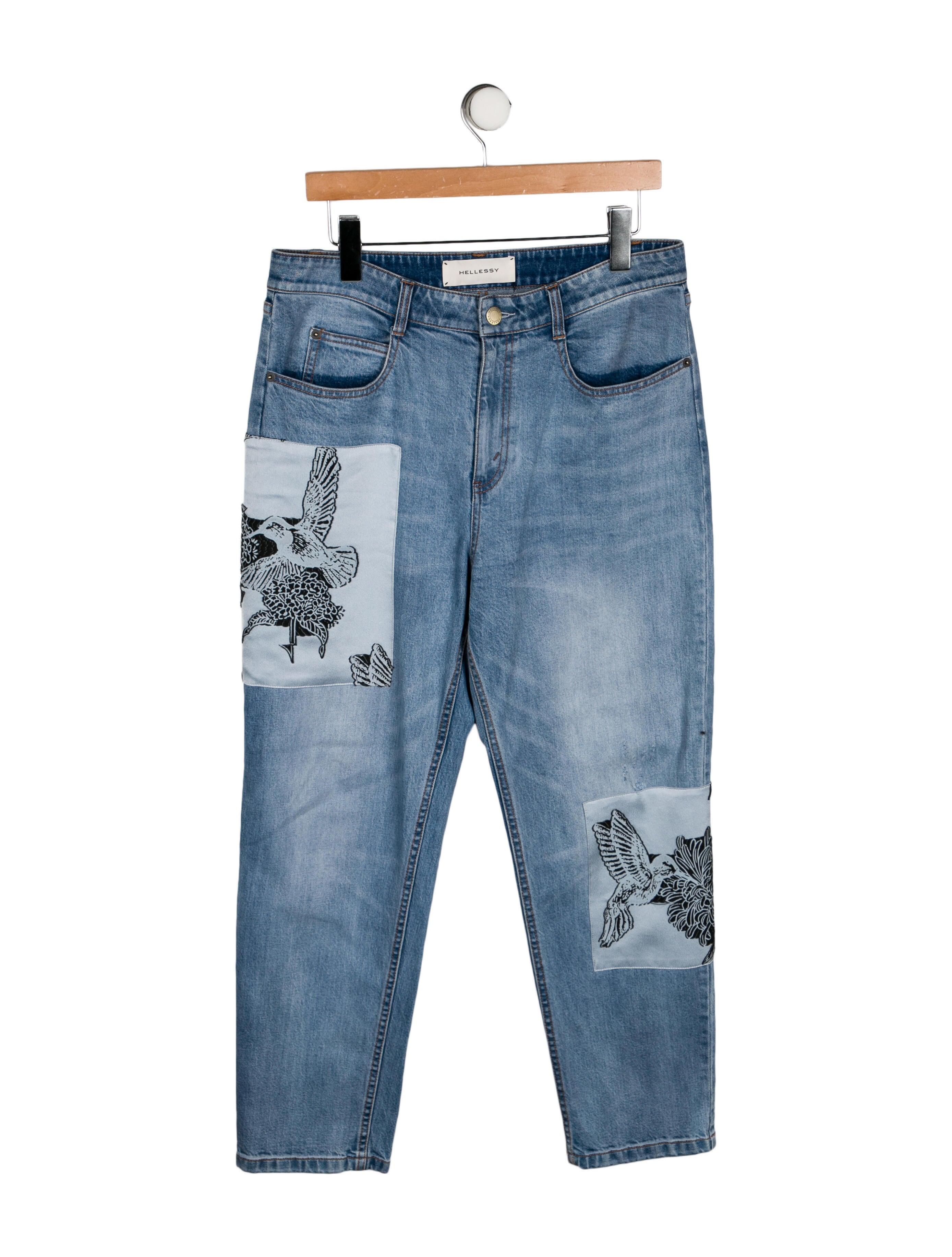 Hellessy HighRise Straight Leg Jeans Blue, 12" Rise Jeans, Clothing