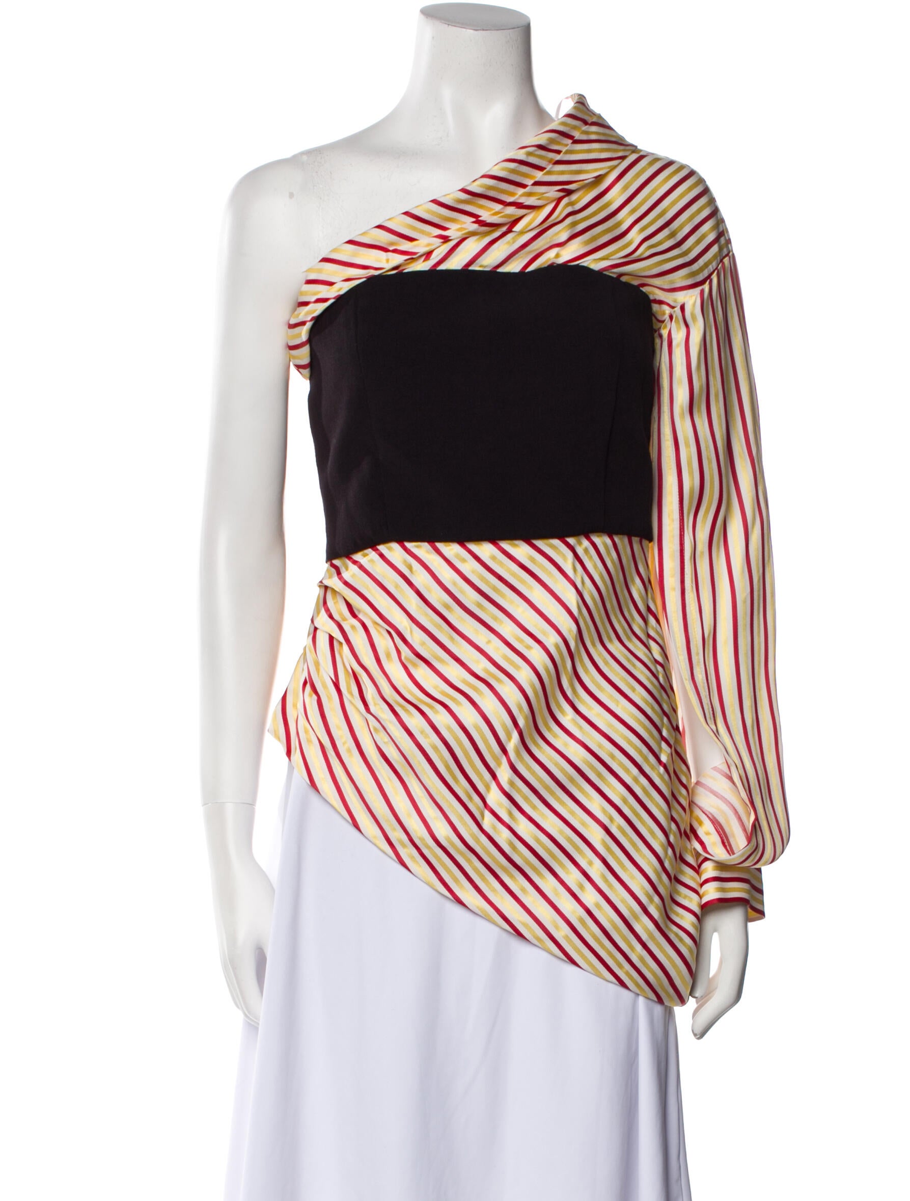 Hellessy Striped One-Shoulder Top