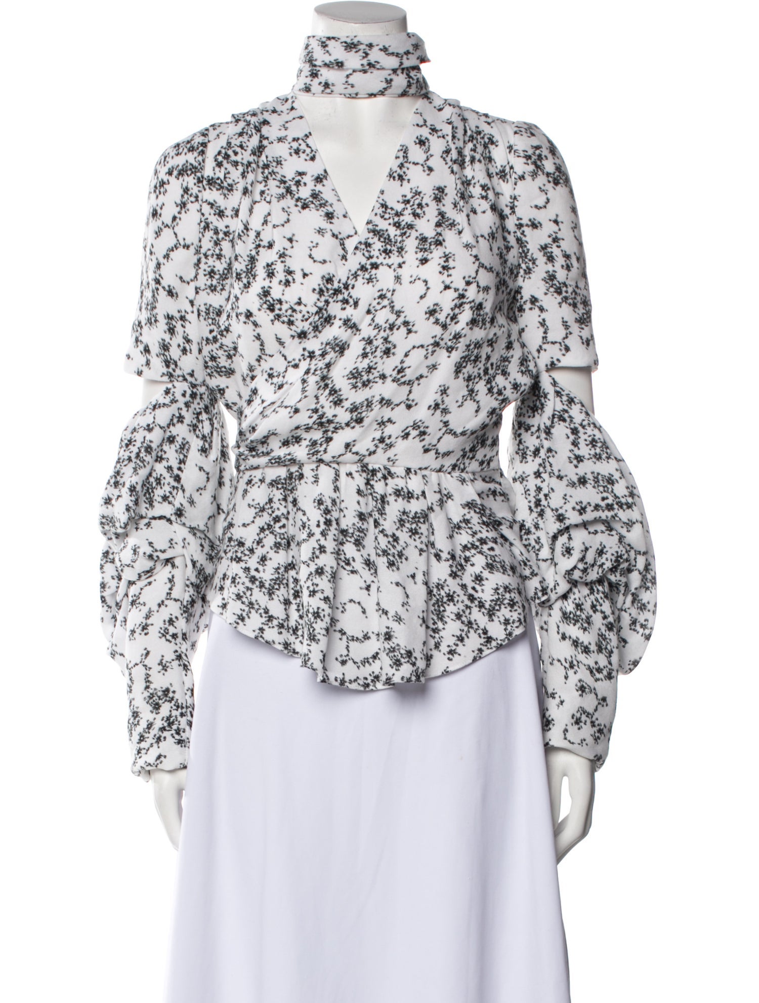 Hellessy Floral Print Mock Neck Blouse