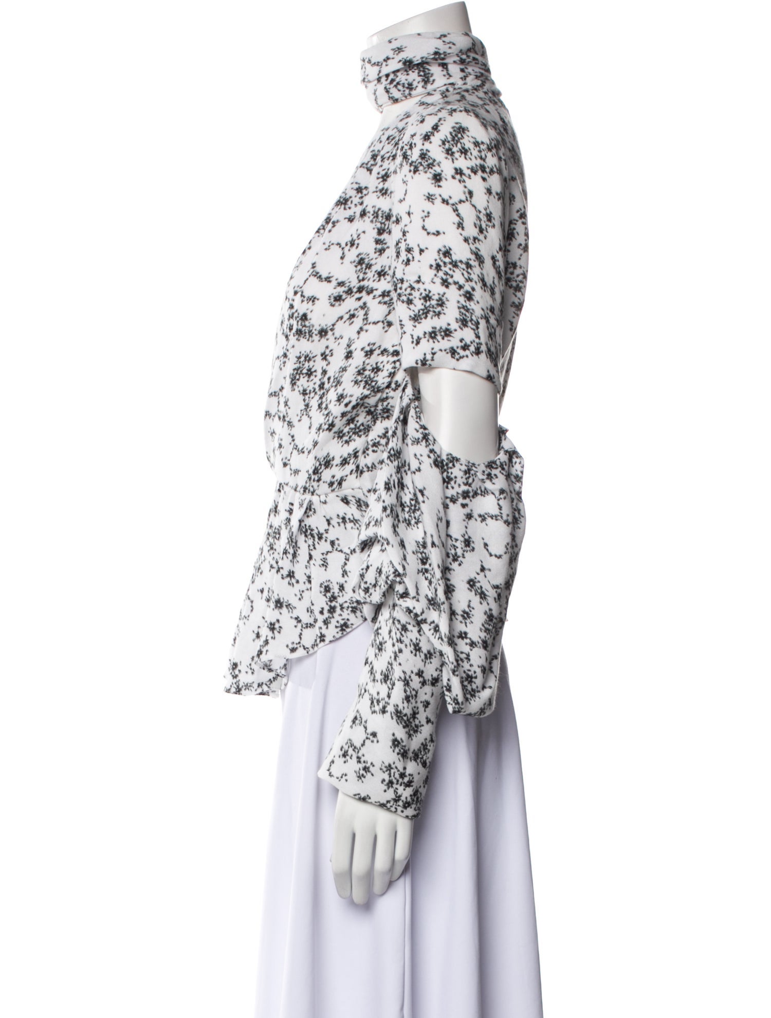 Hellessy Floral Print Mock Neck Blouse