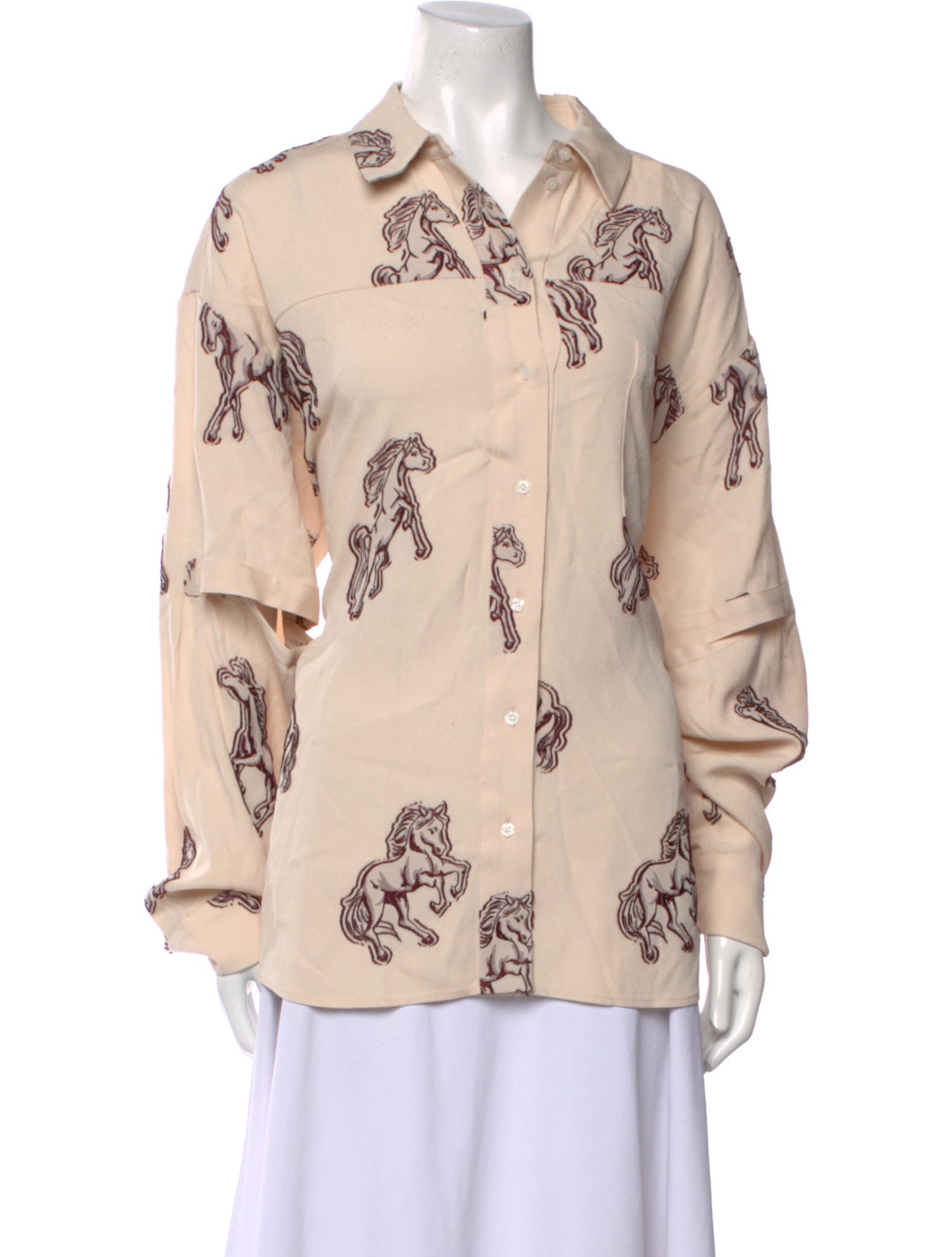 Hellessy Printed Long Sleeve Button-Up Top