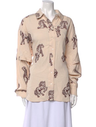 Hellessy Printed Long Sleeve Button-Up Top