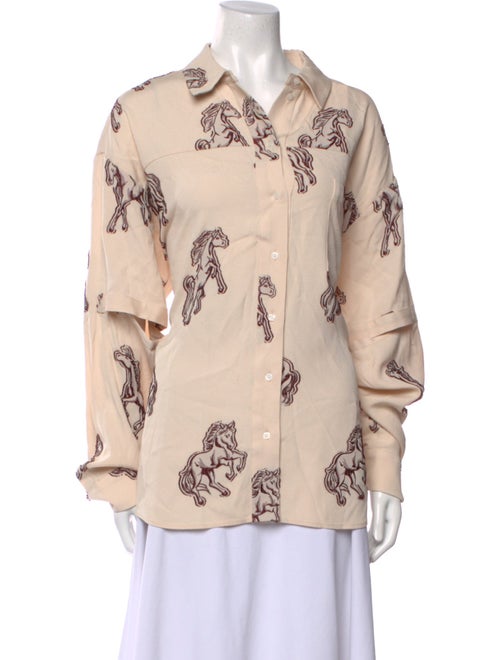 Hellessy Printed Long Sleeve Button-Up Top