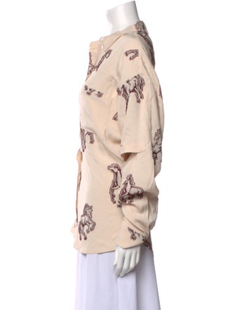 Hellessy Printed Long Sleeve Button-Up Top