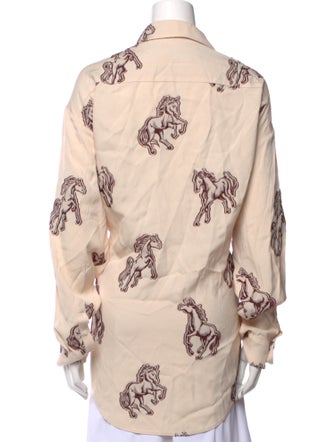 Hellessy Printed Long Sleeve Button-Up Top