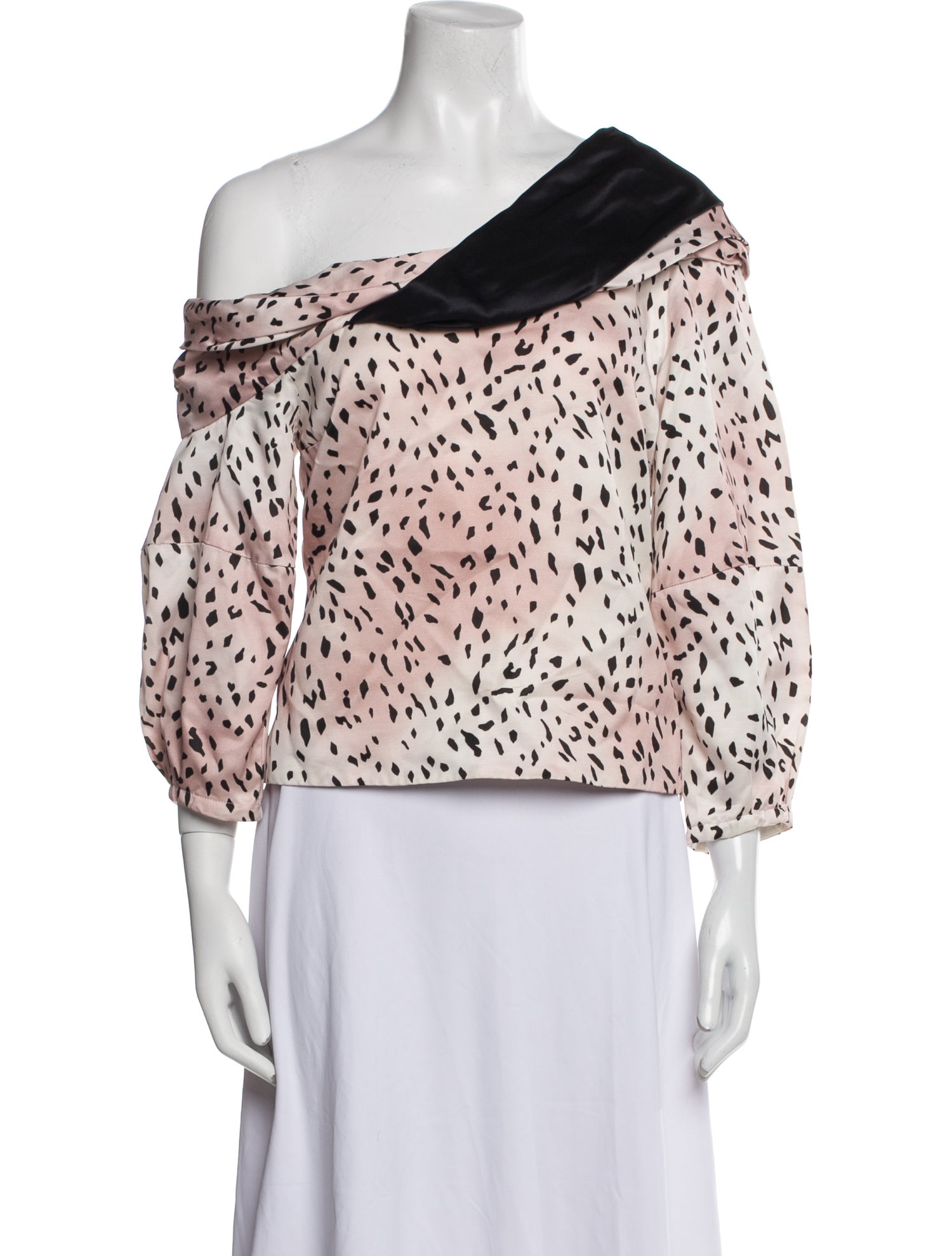 Hellessy Printed One-Shoulder Blouse