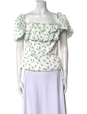 Hellessy Printed Square Neckline Top