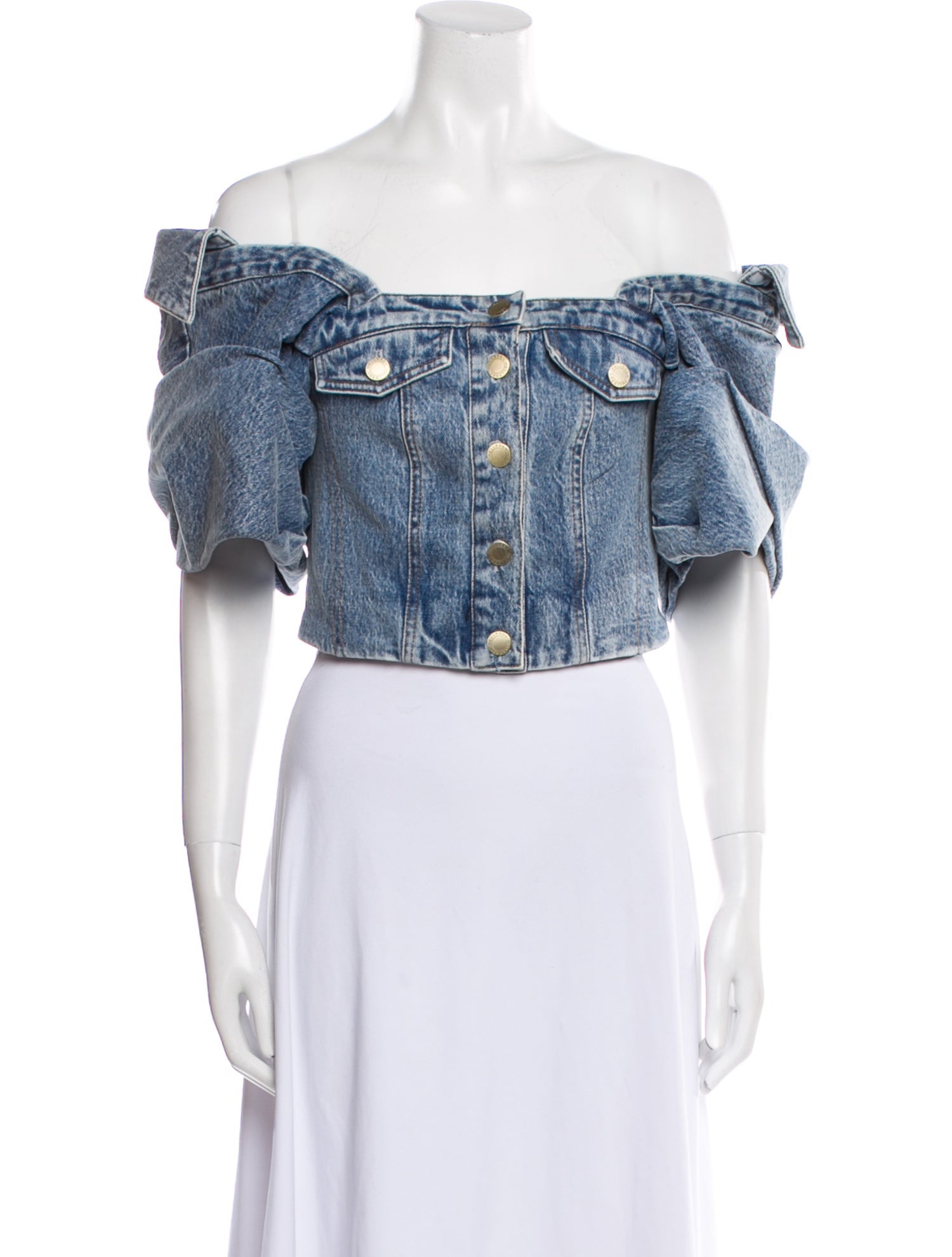 Hellessy Printed Off-The-Shoulder Crop Top