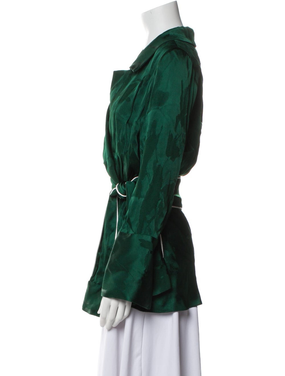 Hellessy Biker Jacket Green Pointed Collar Sash-T… - image 2