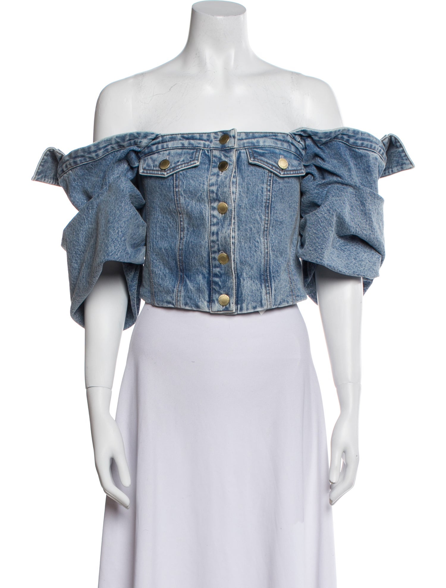 Hellessy Printed Off-The-Shoulder Crop Top