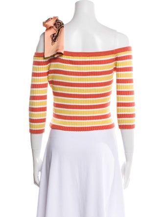 Hellessy Striped Off-The-Shoulder Crop Top