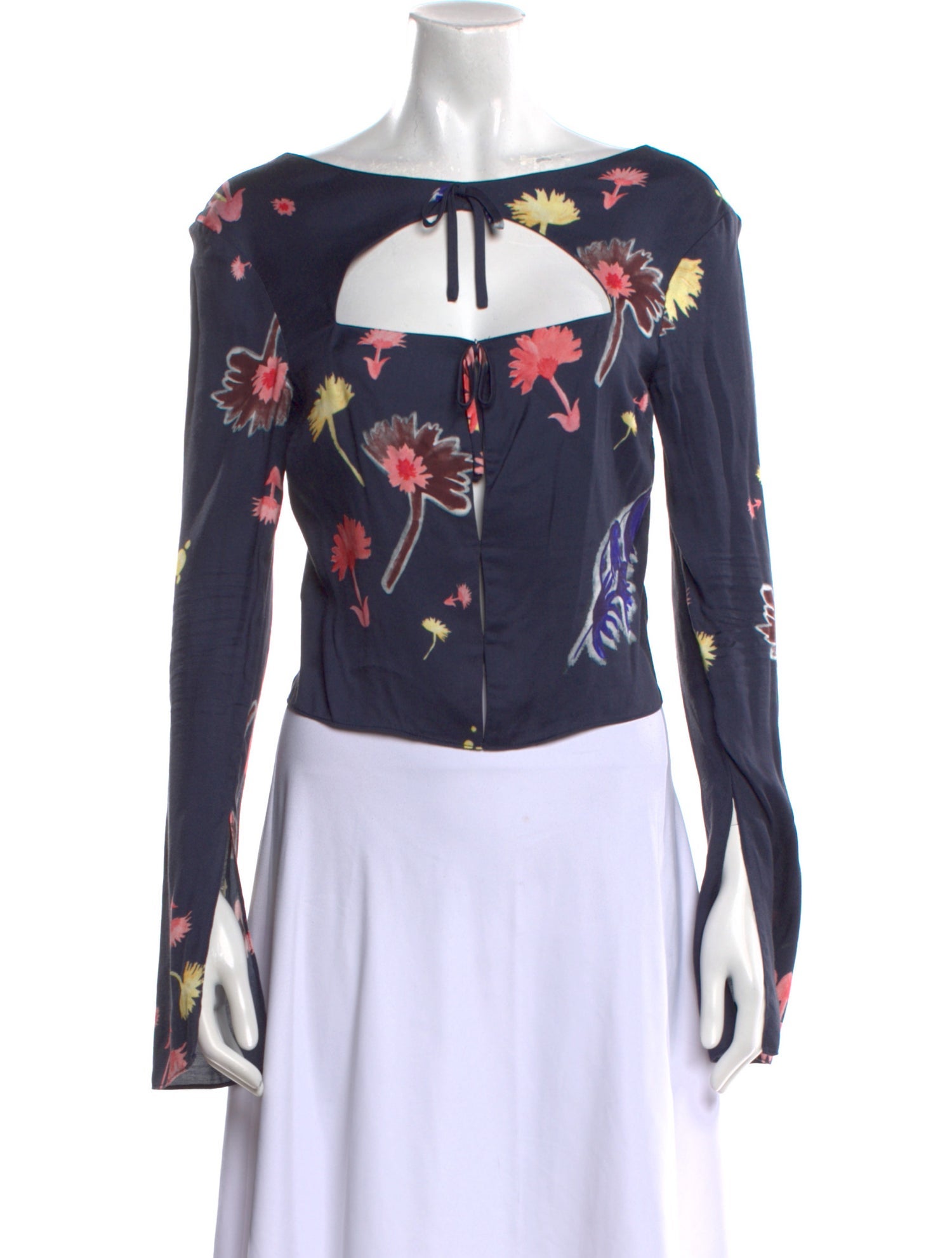 Hellessy Floral Print Bateau Neckline Crop Top