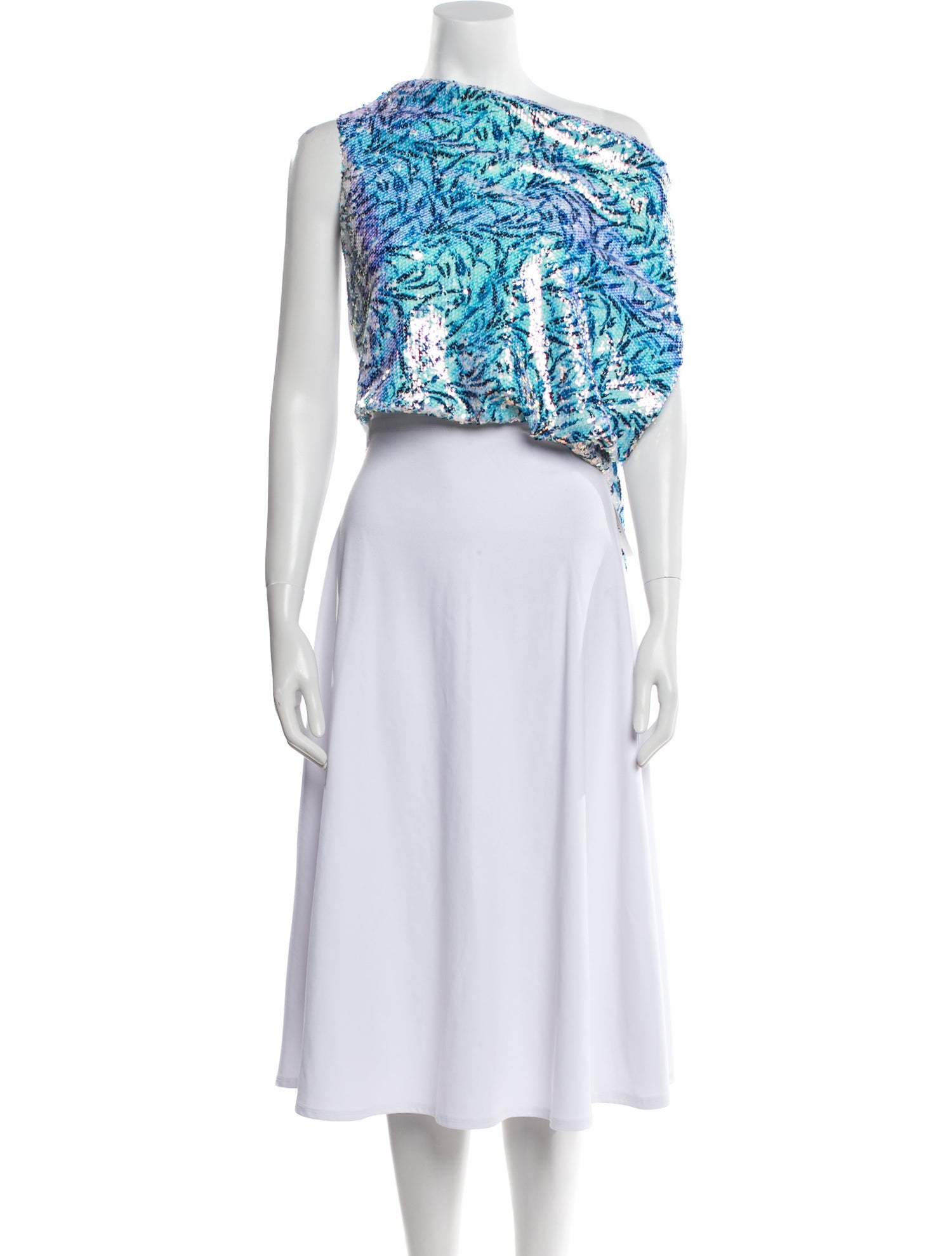 Hellessy Printed One-Shoulder Crop Top