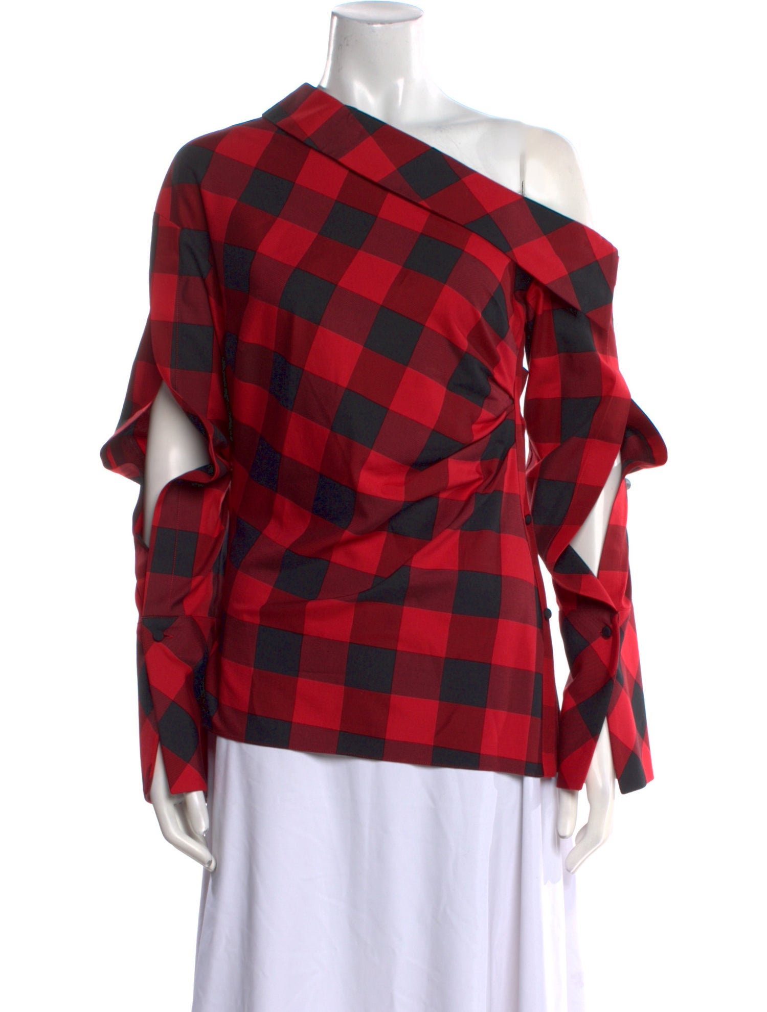 Hellessy Plaid Print Cowl Neck Blouse