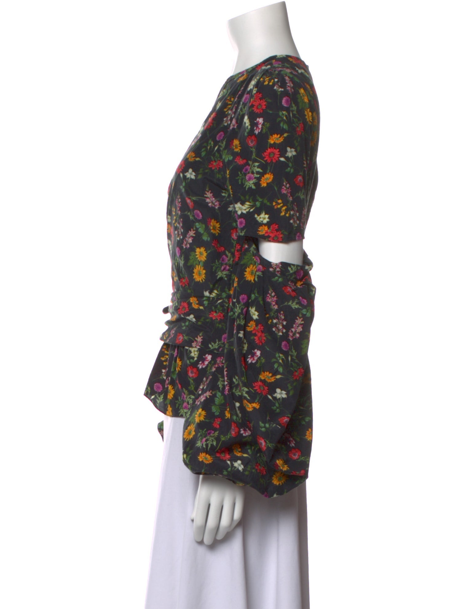 Hellessy Floral Print Crew Neck Blouse