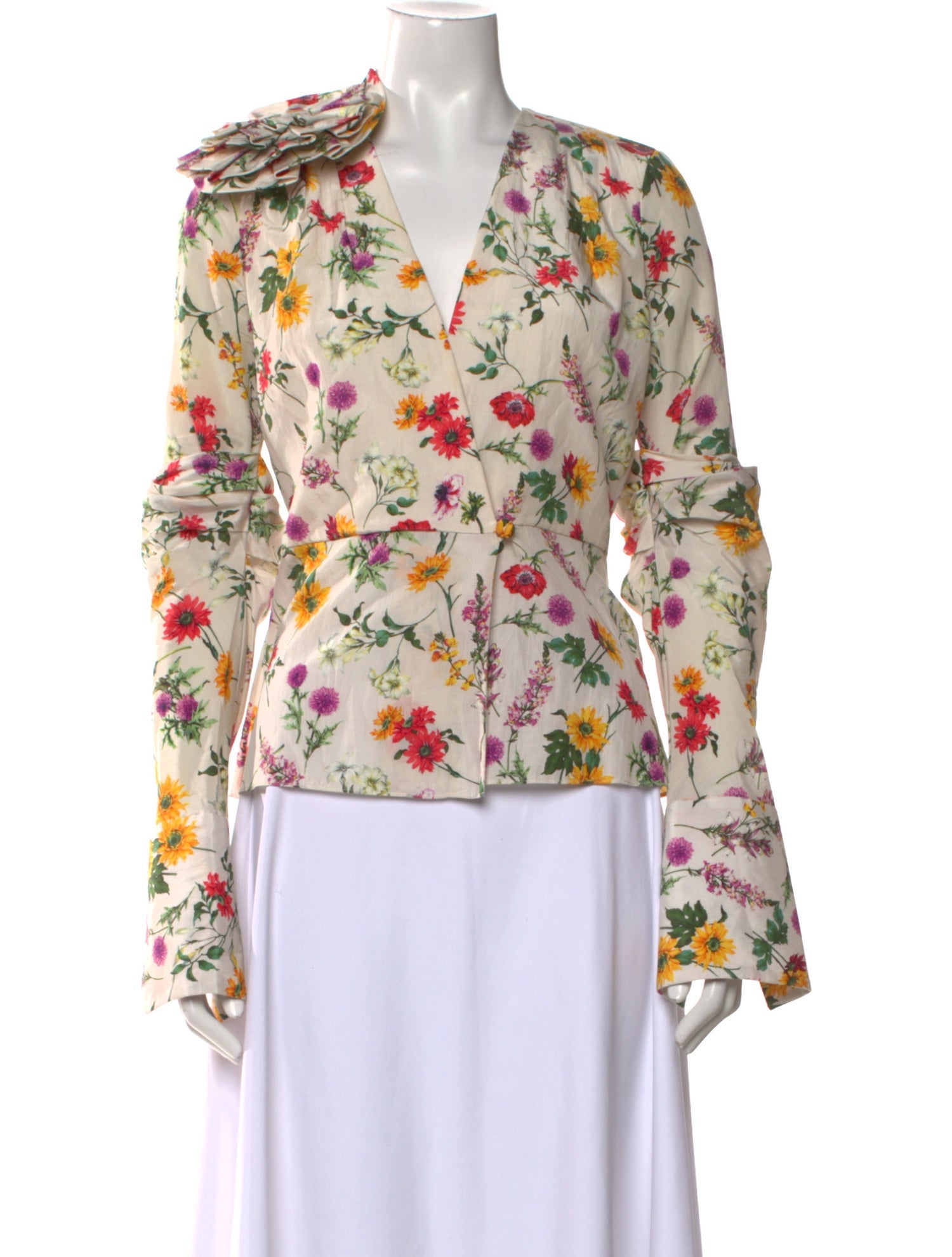 Hellessy Floral Print V-Neck Blouse