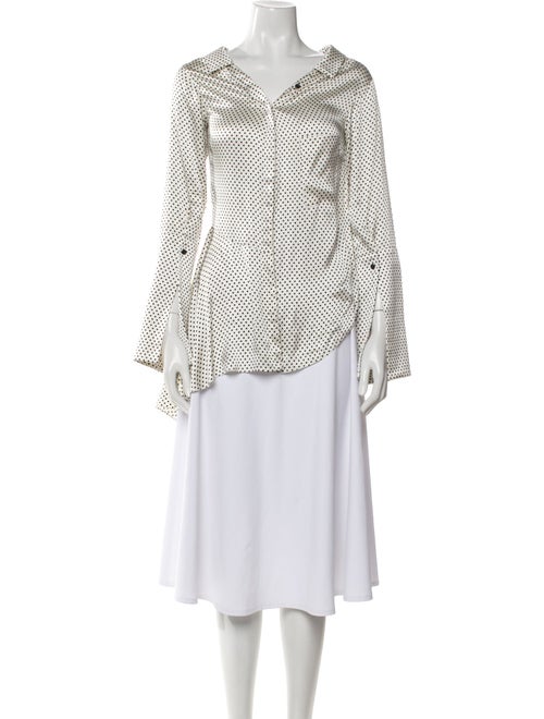 Hellessy Polka Dot Print V-Neck Button-Up Top