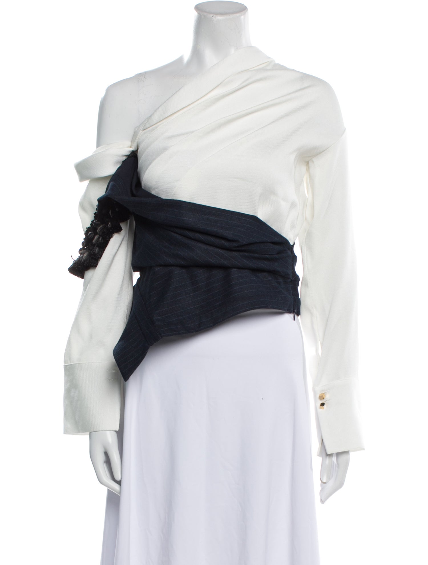 Hellessy One-Shoulder Long Sleeve Crop Top