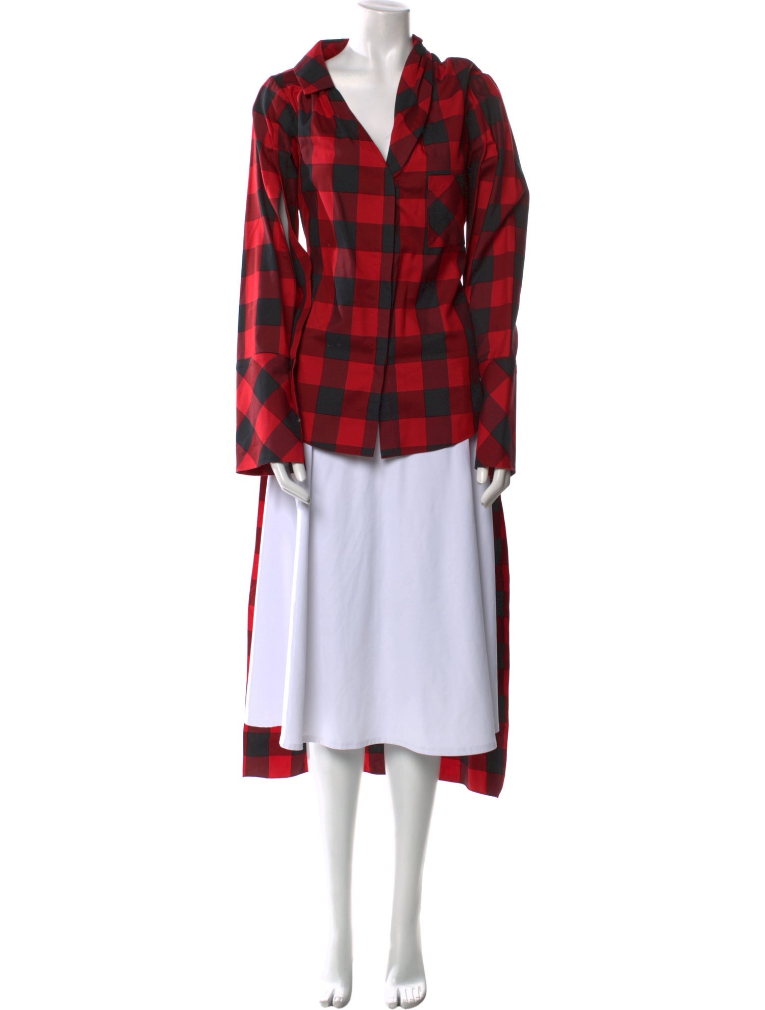 Hellessy Plaid Print Tie Neck Tunic