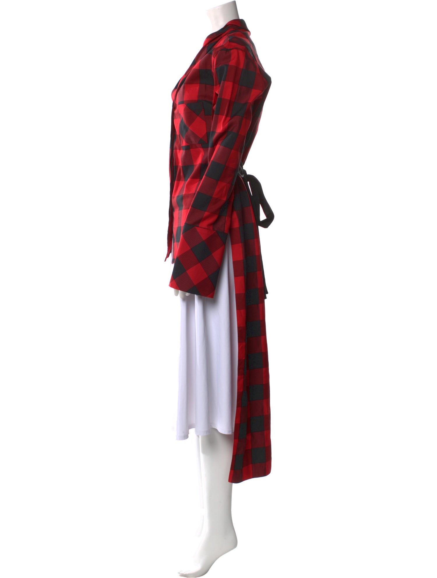 Hellessy Plaid Print Tie Neck Tunic