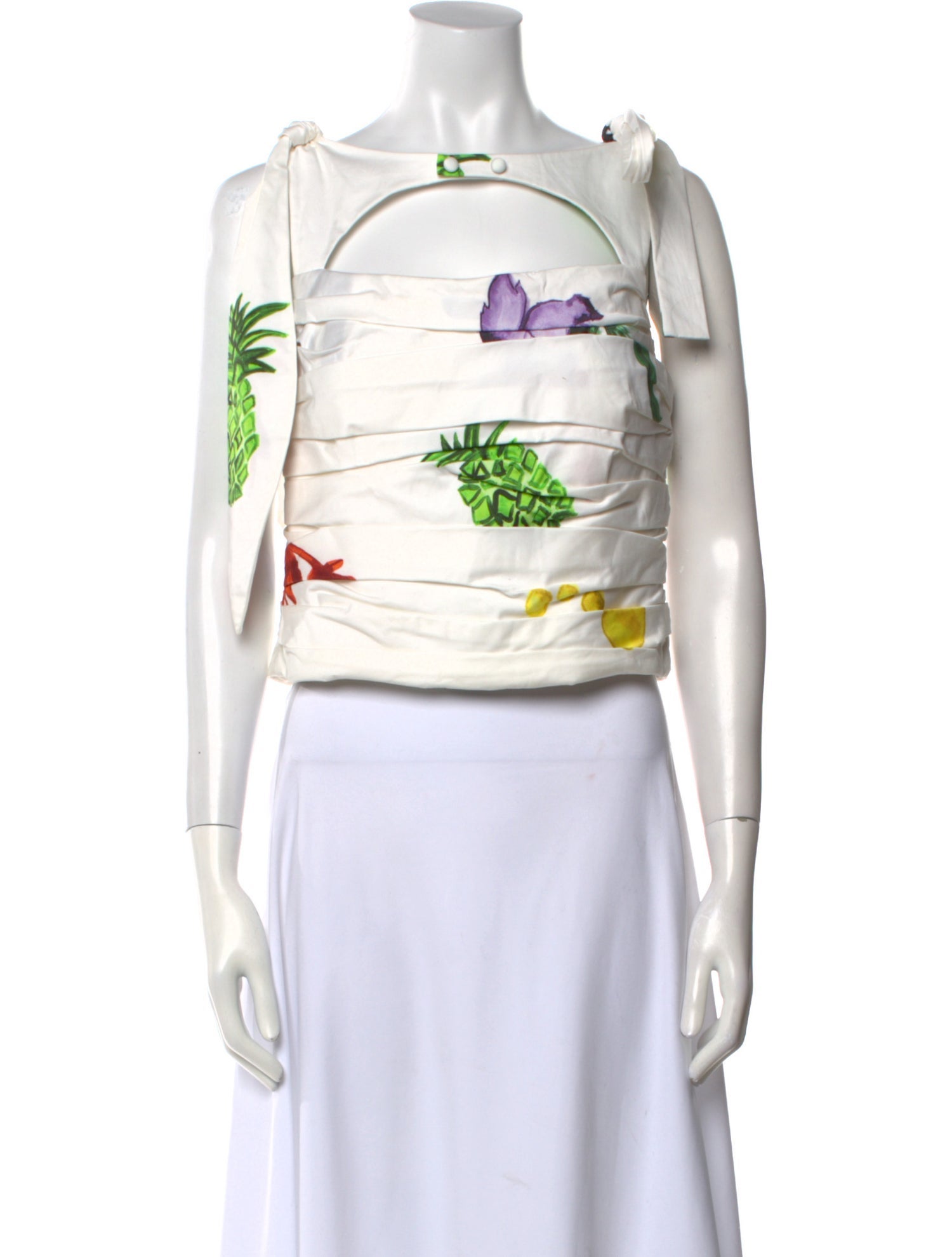 Hellessy Printed Bateau Neckline Crop Top