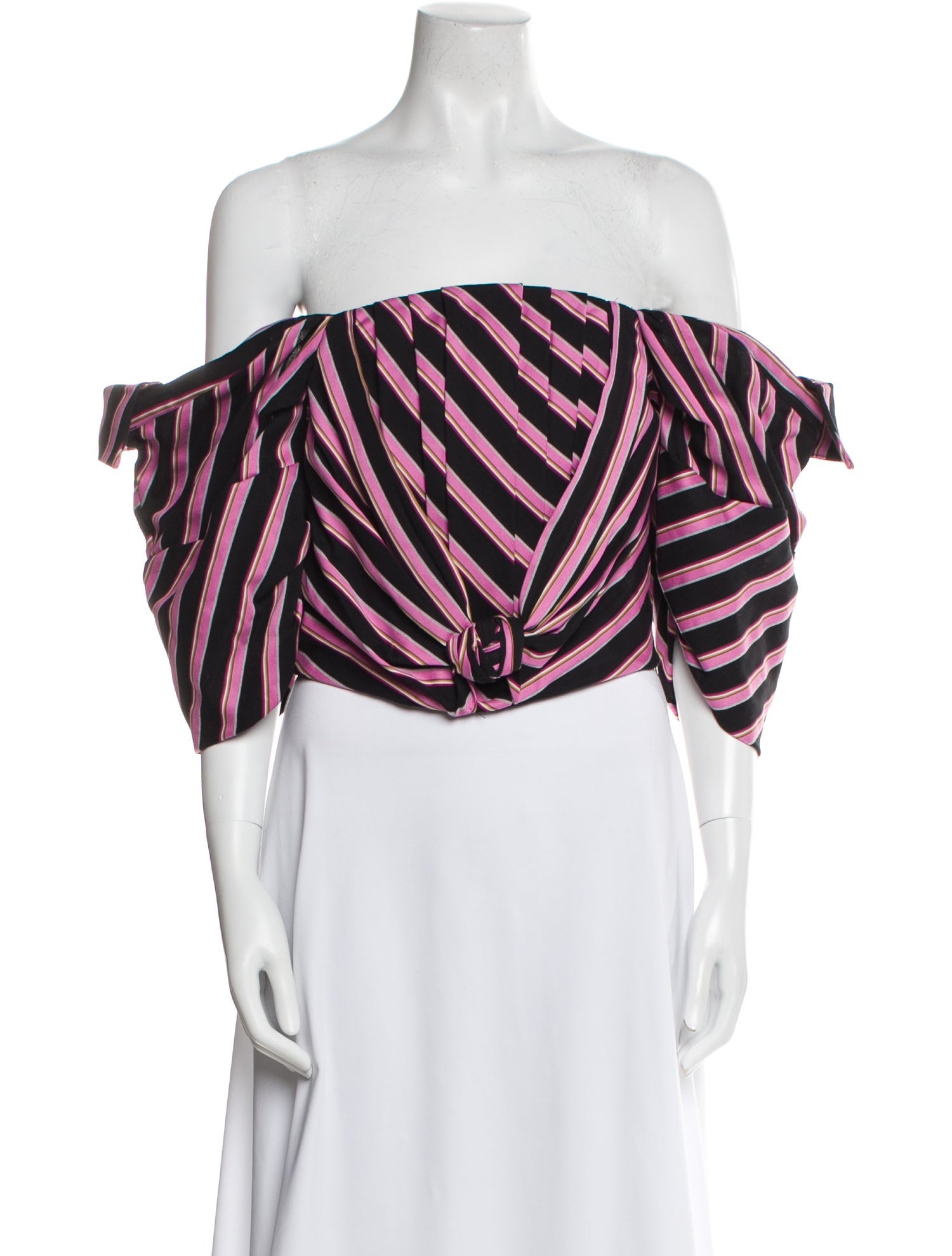 Hellessy Striped Off-The-Shoulder Crop Top