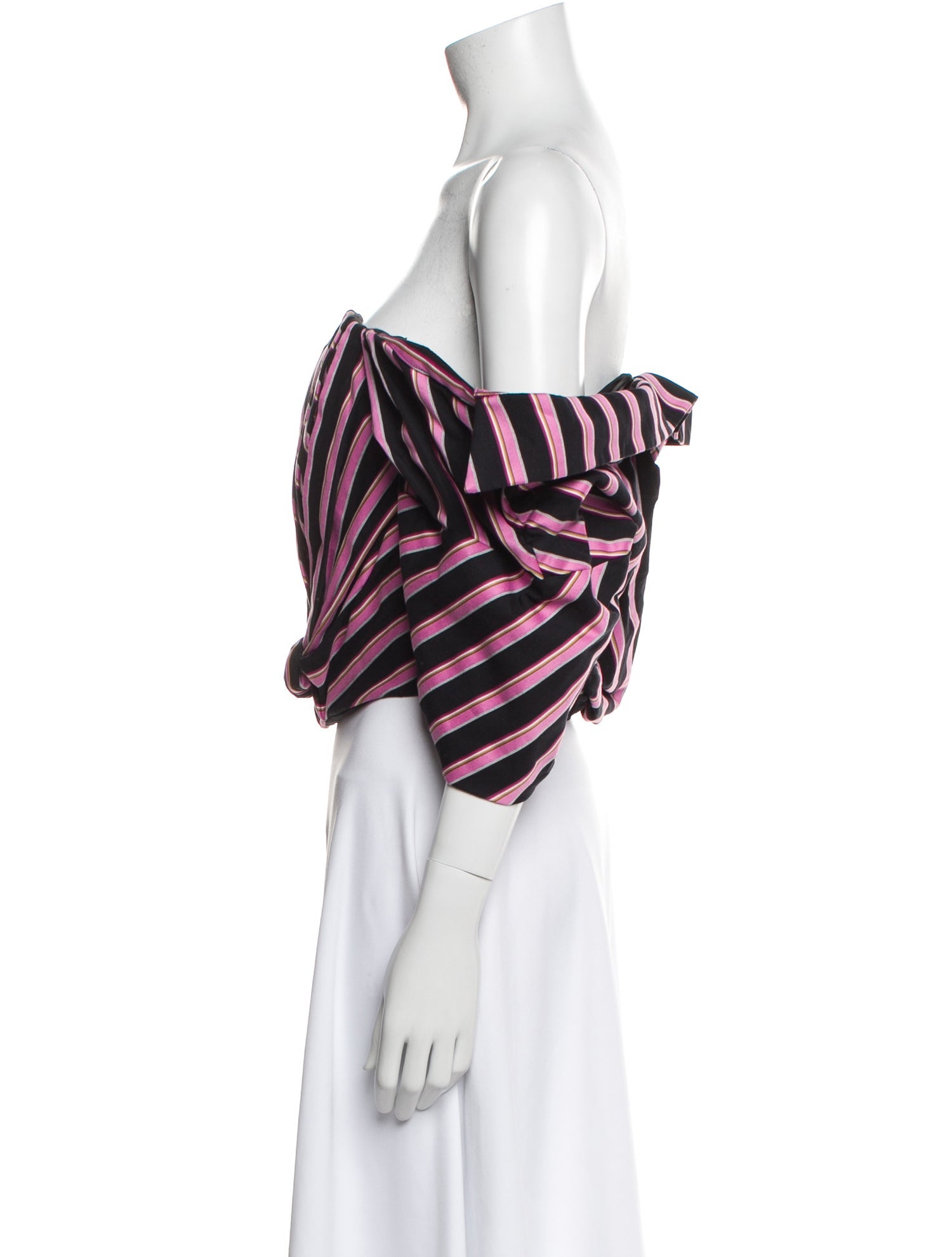 Hellessy Striped Off-The-Shoulder Crop Top