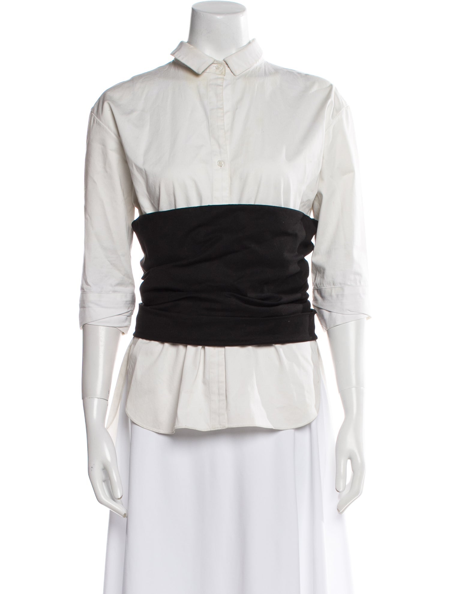 Hellessy Three-Quarter Sleeve Button-Up Top