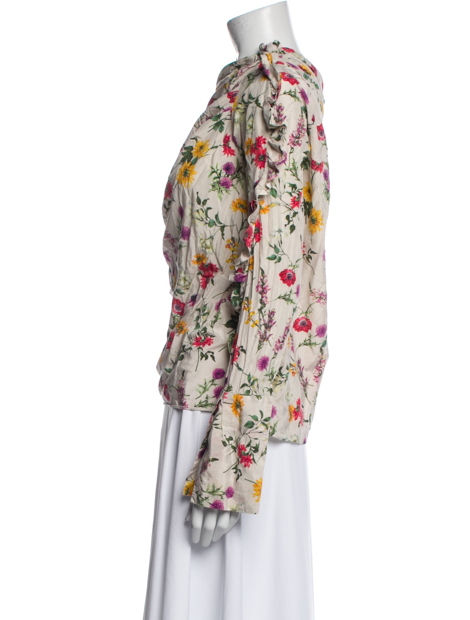 Hellessy Floral Print One-Shoulder Blouse