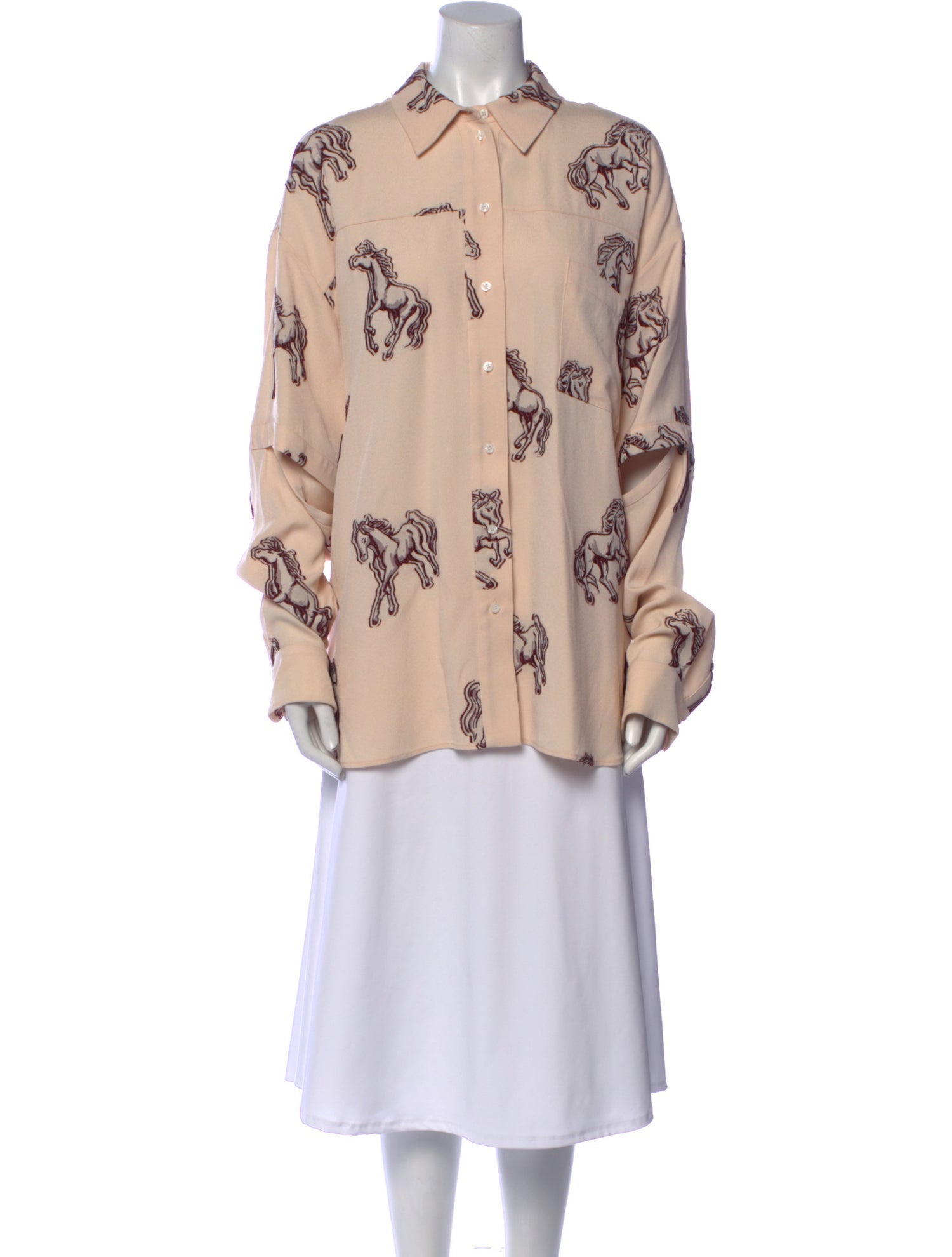 Hellessy Printed Long Sleeve Button-Up Top