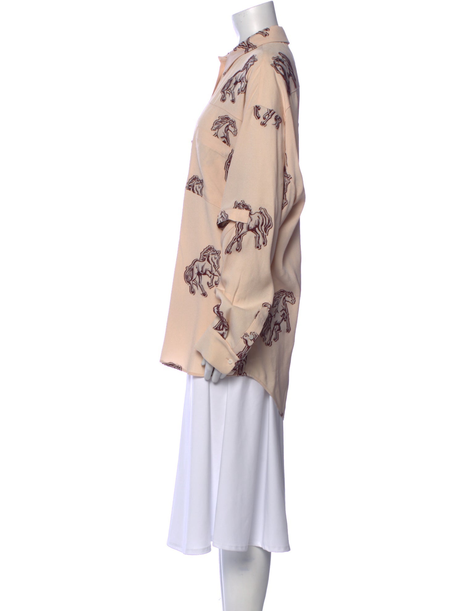 Hellessy Printed Long Sleeve Button-Up Top