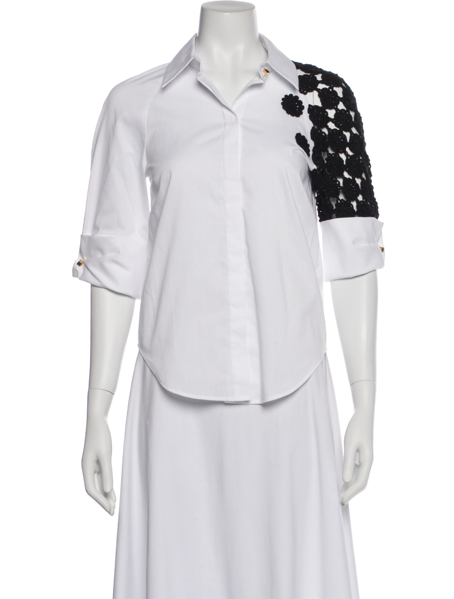 Hellessy Three-Quarter Sleeve Button-Up Top