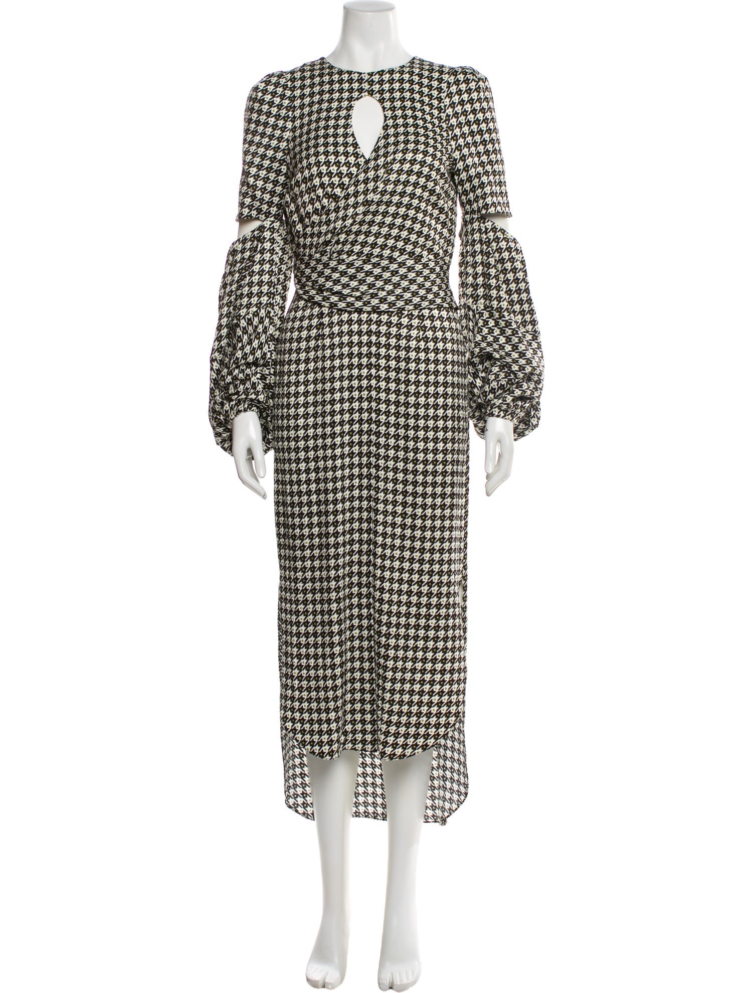 Hellessy Houndstooth Print Long Dress