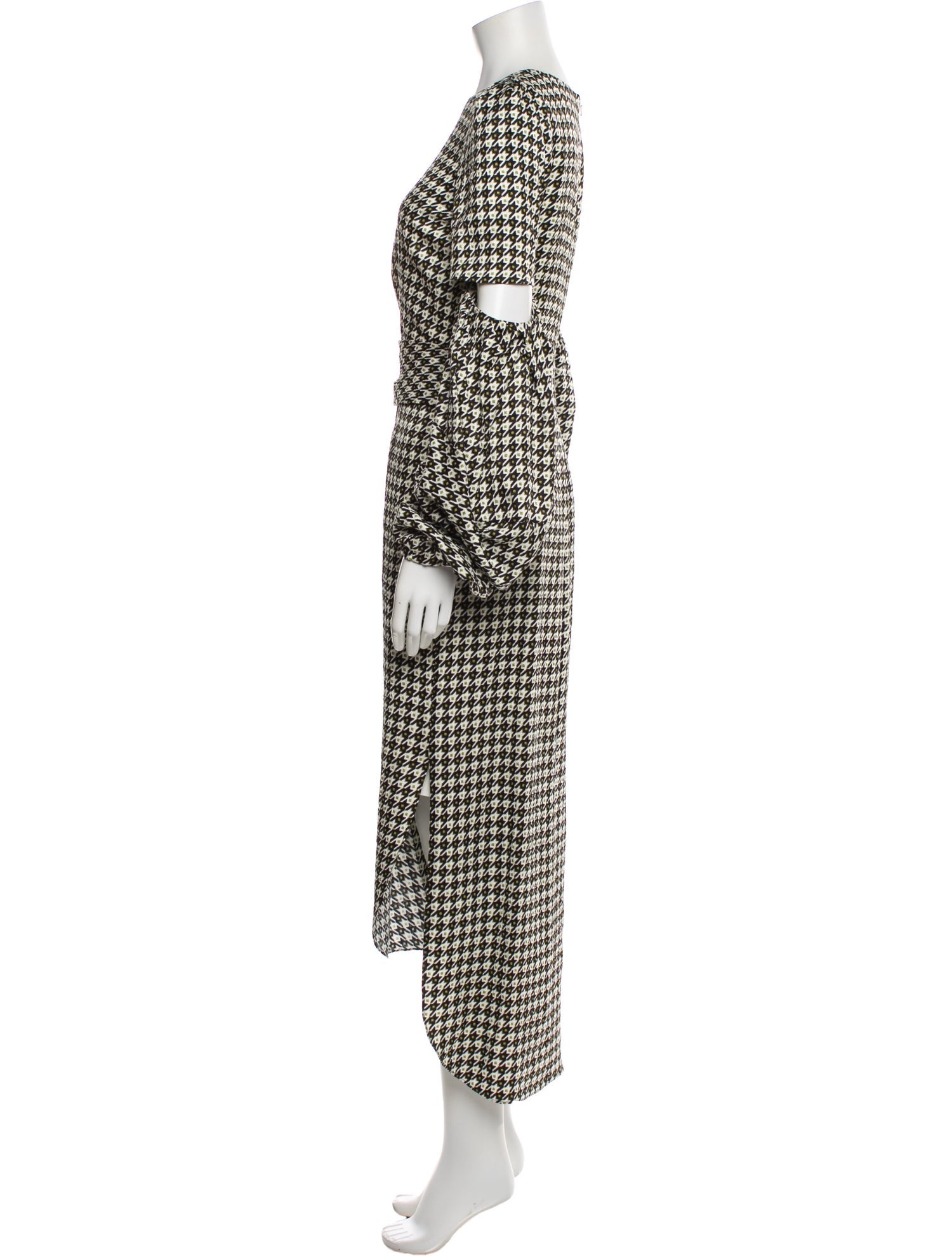Hellessy Houndstooth Print Long Dress