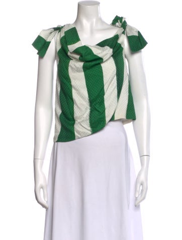 Pre-owned Hellessy Striped Cowl Neck Top In Green