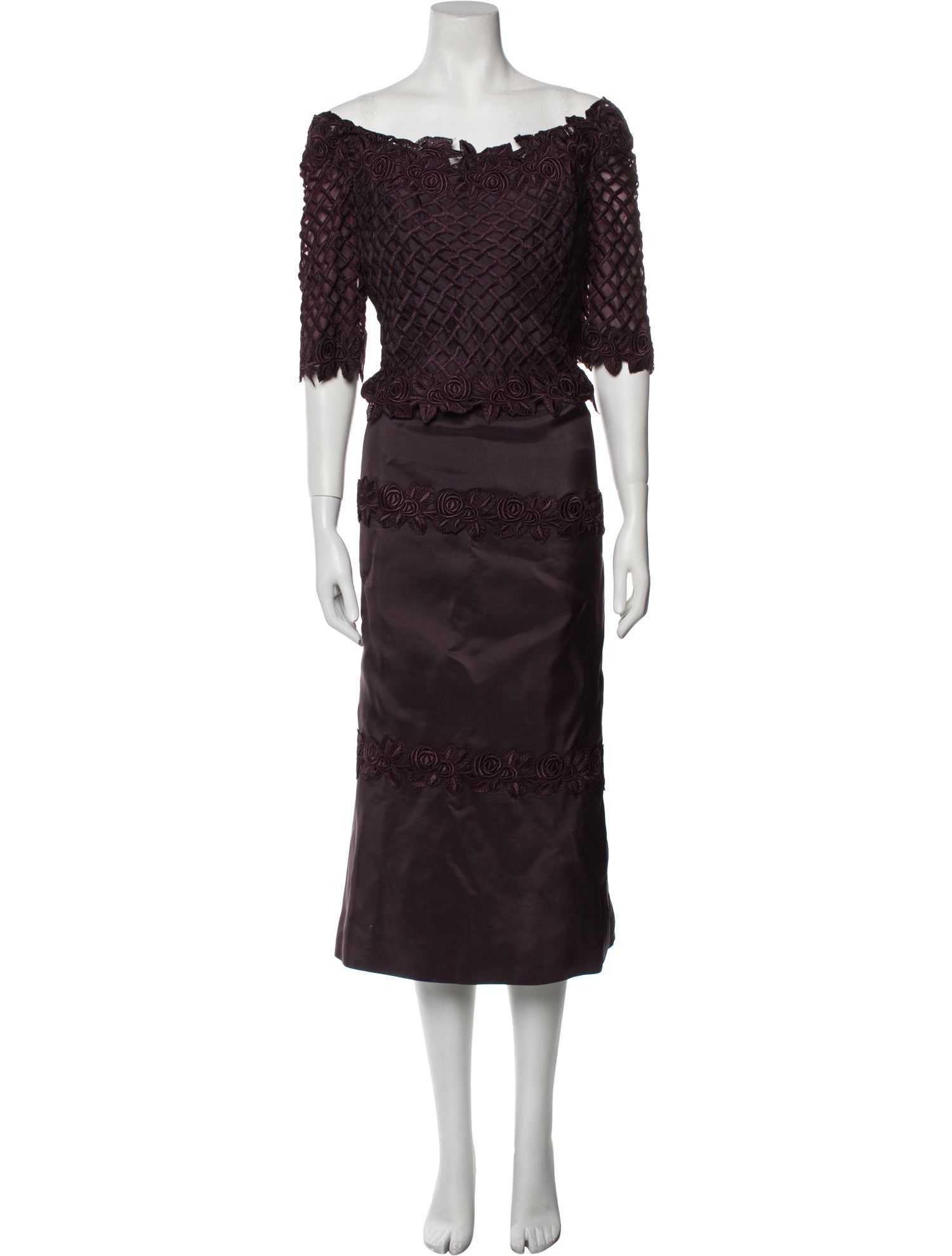 Helen Morley Lace Pattern Midi Length Dress