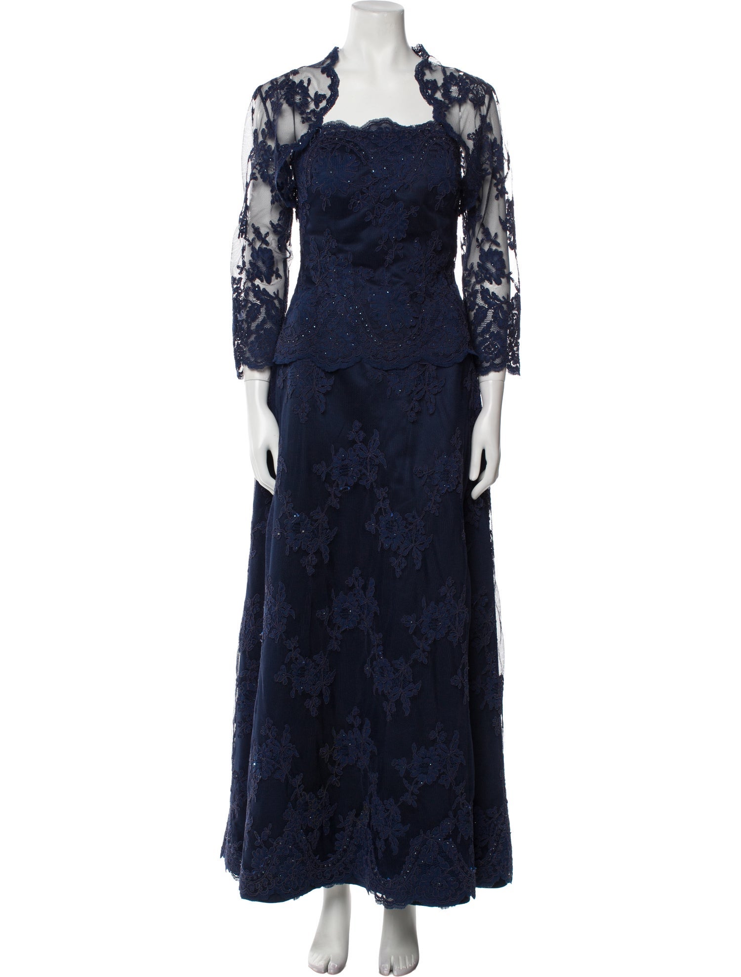Helen Morley Lace Pattern Long Dress