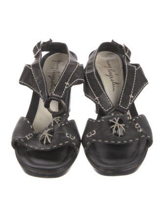 Henry Beguelin Leather Crystal Embellishments T-Strap Sandals