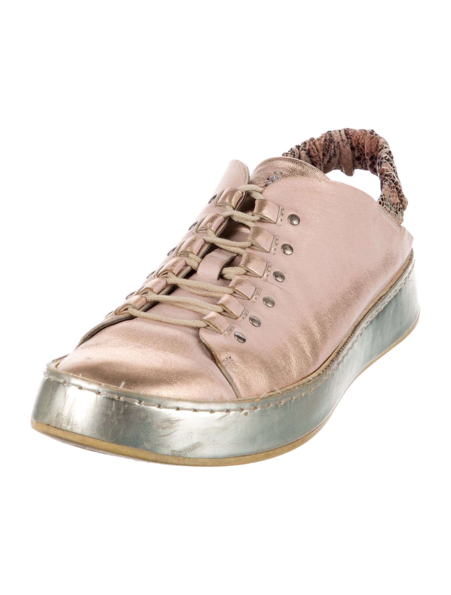 Henry Beguelin Leather Colorblock Pattern Sneakers