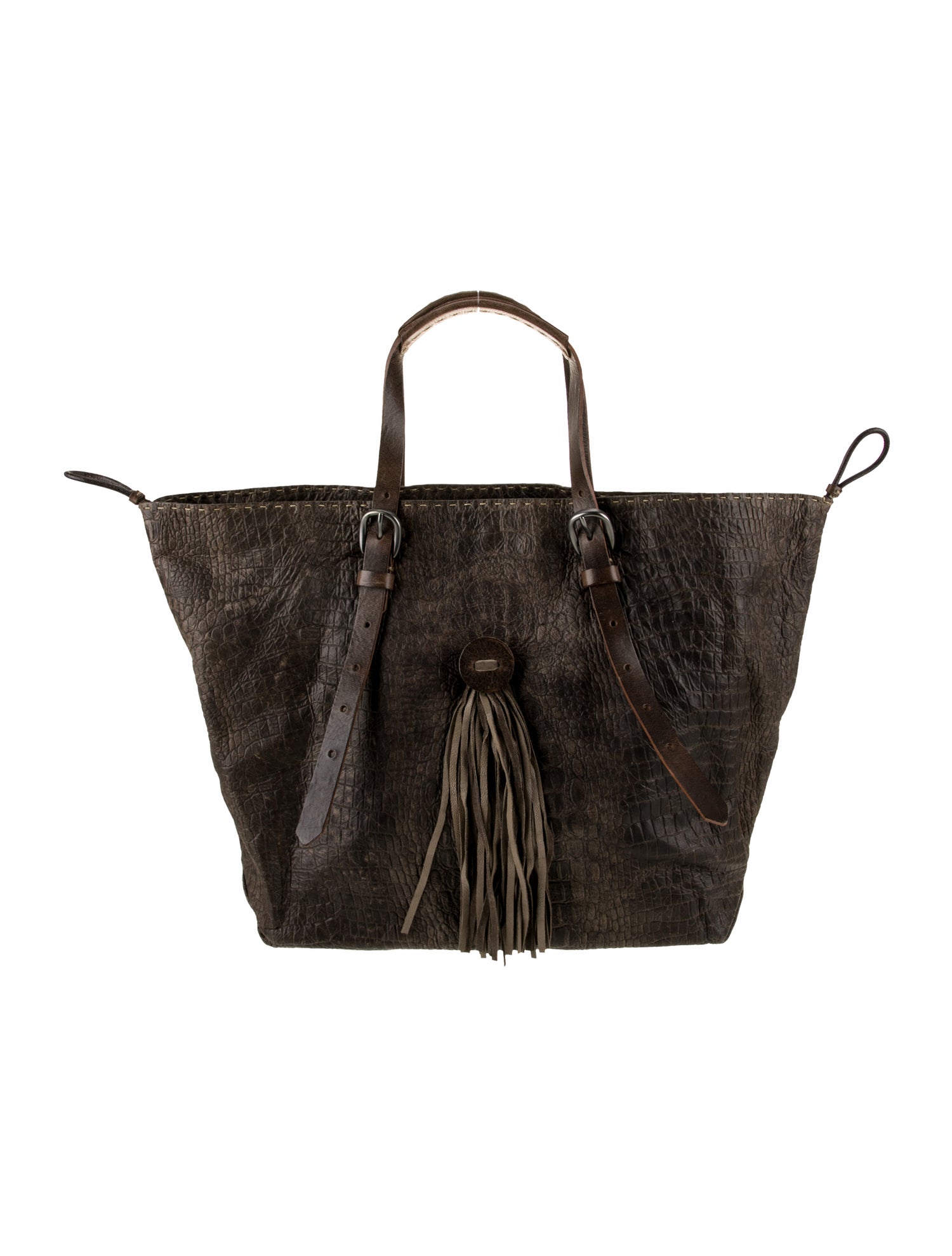 Henry Beguelin Embossed Leather Weekender Bag