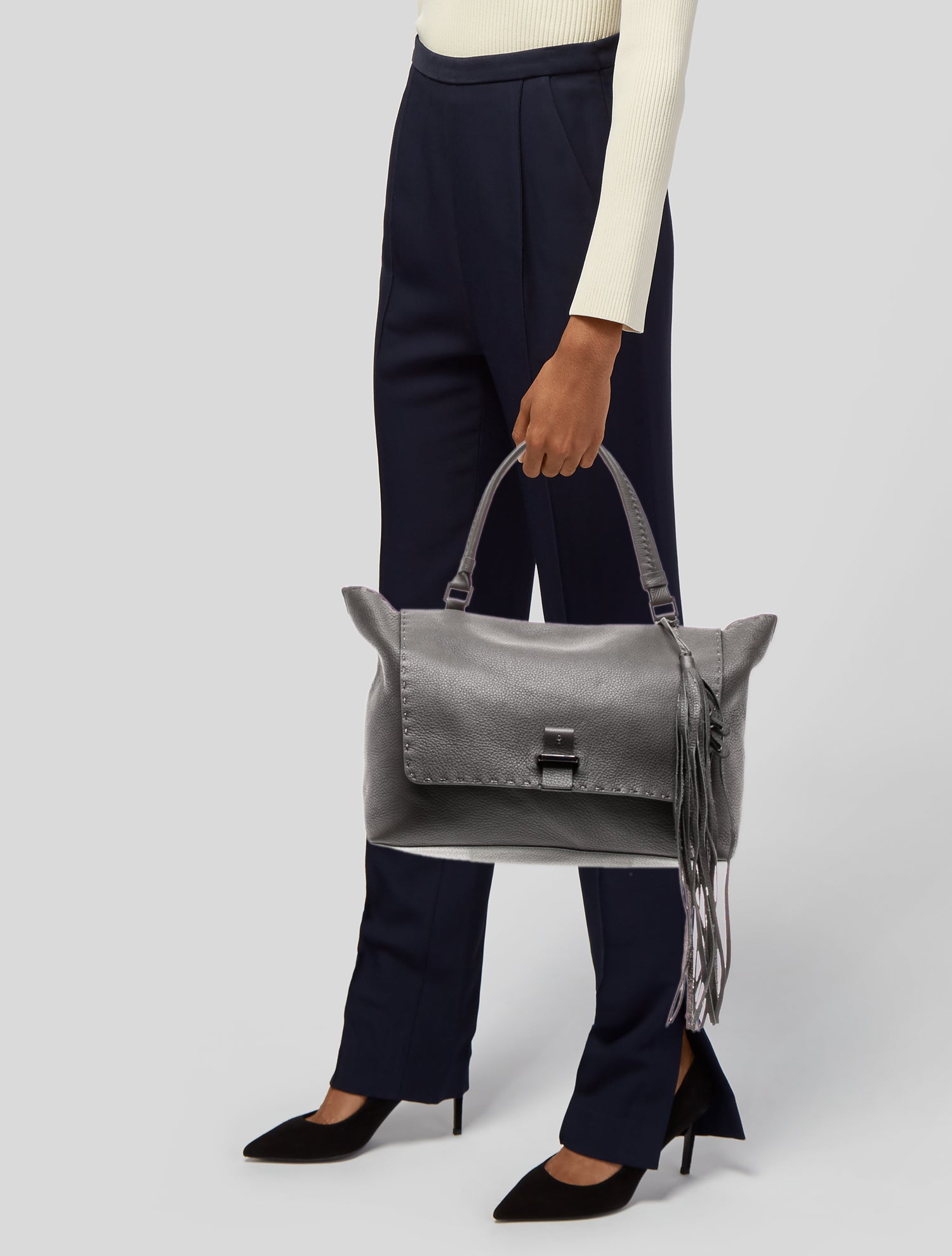 Henry Beguelin Embossed Leather Top Handle Bag