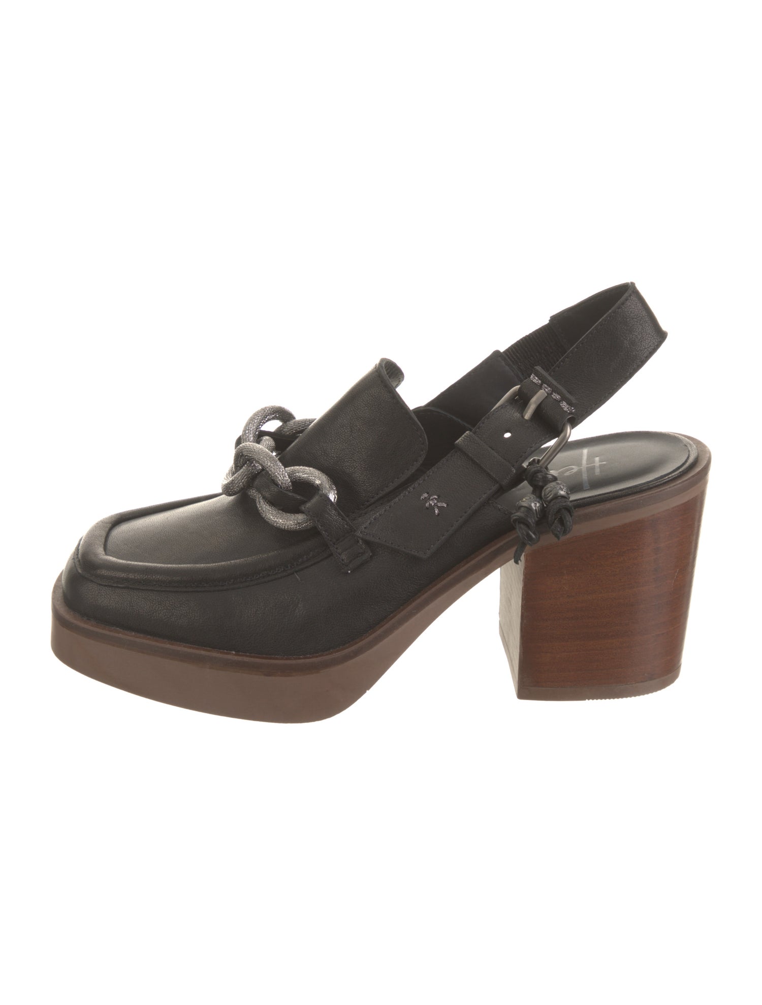 Henry Beguelin Leather Chain-Link Accents Slingback Pumps