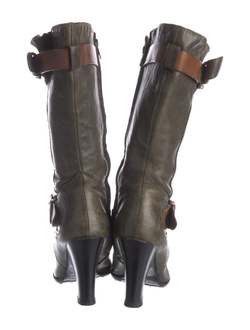 Henry Beguelin Leather Colorblock Pattern Moto Boots