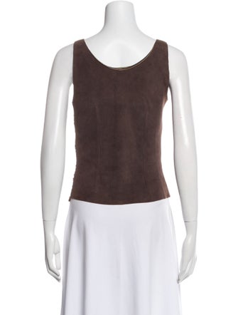 Henry Beguelin Leather Scoop Neck Top