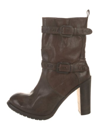 Henry Beguelin Leather Whipstitch Trim Moto Boots