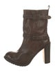 Henry Beguelin Leather Whipstitch Trim Moto Boots