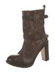 Henry Beguelin Leather Whipstitch Trim Moto Boots