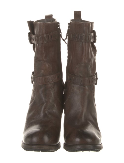 Henry Beguelin Leather Whipstitch Trim Moto Boots