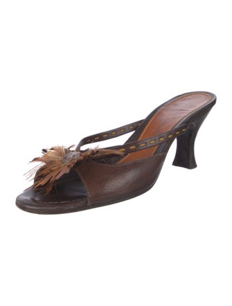 Henry Beguelin Leather Feather Trim Slides